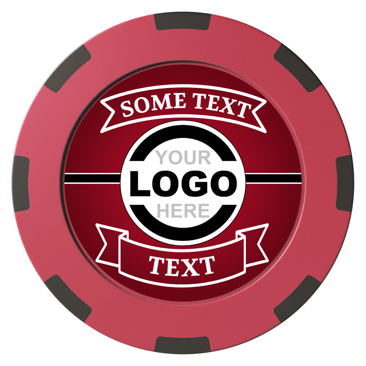Double Banner Clay Poker Chips - Red / 8 Spot (2 Tone) / 40mm - Front