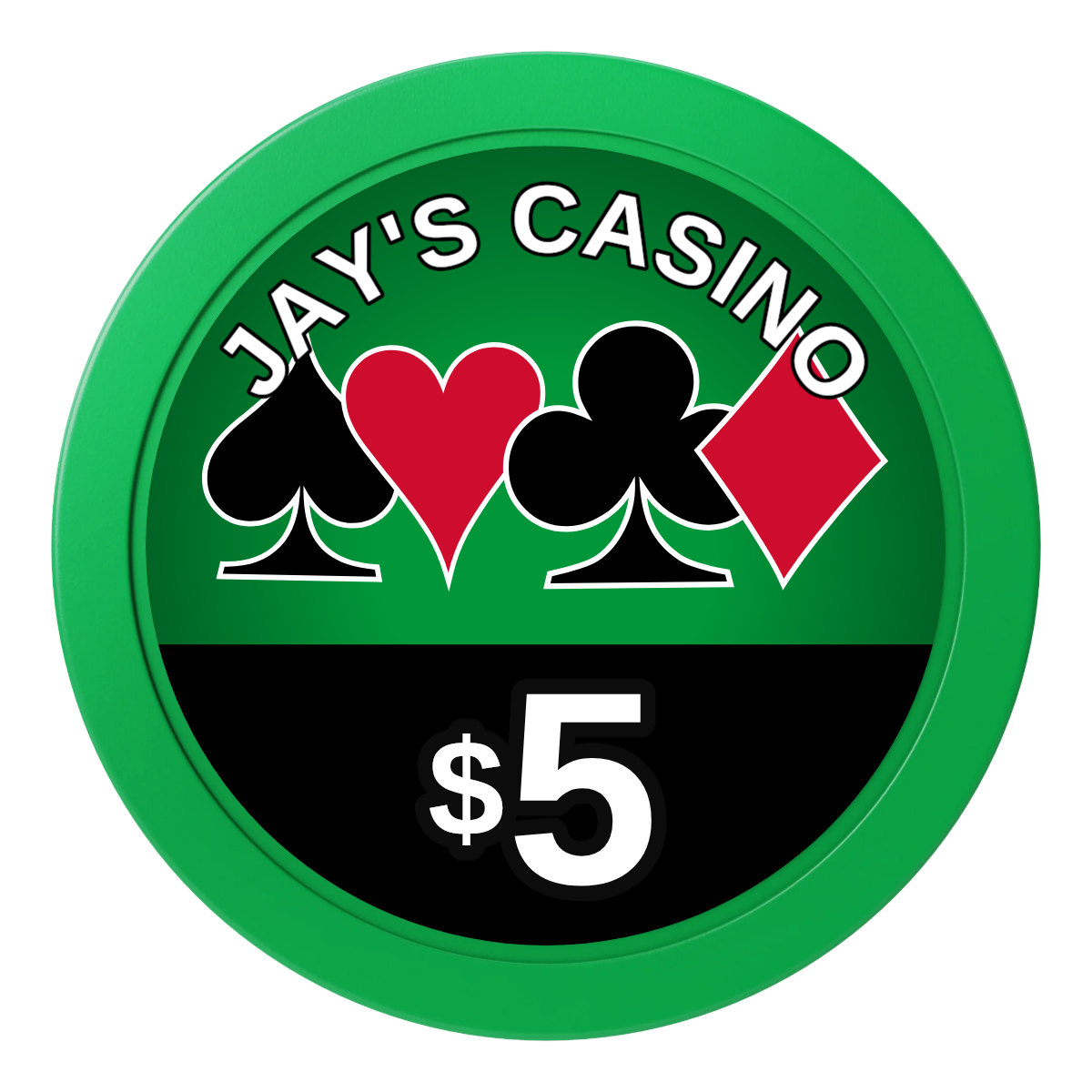 Jay's Casino 2" Composite Dealer Button - Green - Front