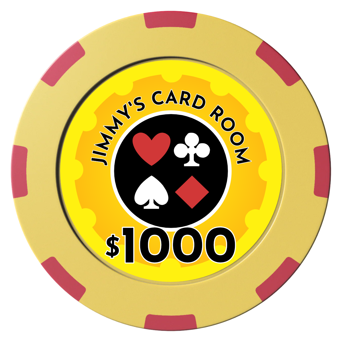 Your Four Suits Clay Poker Chips - Yellow / 8 Spot (2 Tone) / 40mm - Front