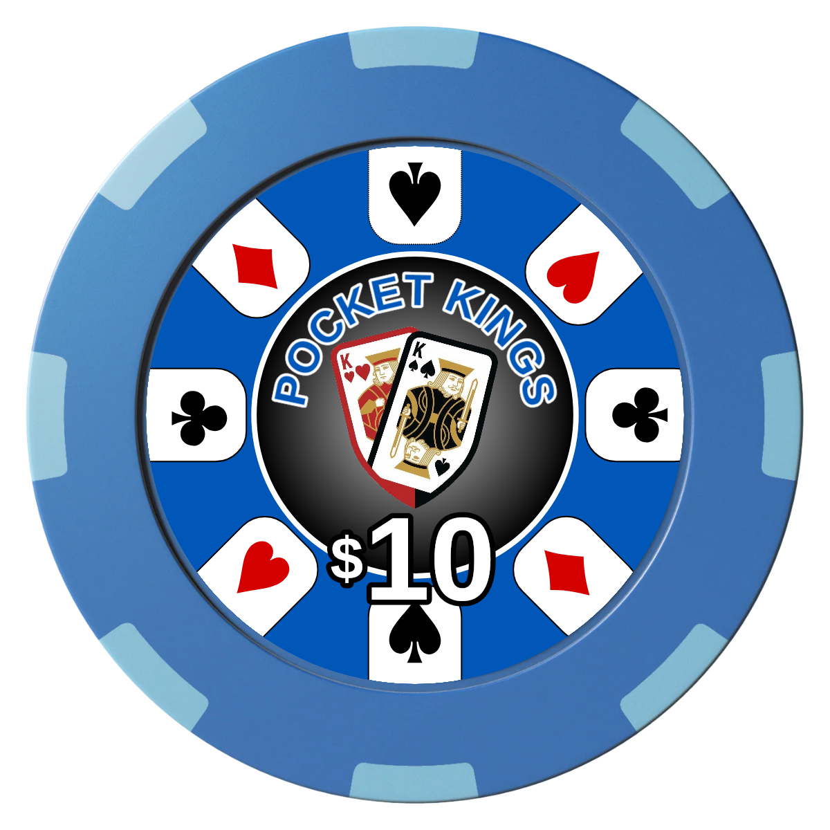 Pocket Kings Clay Poker Chips - Blue / 8 Spot (2 Tone) / 40mm - Back