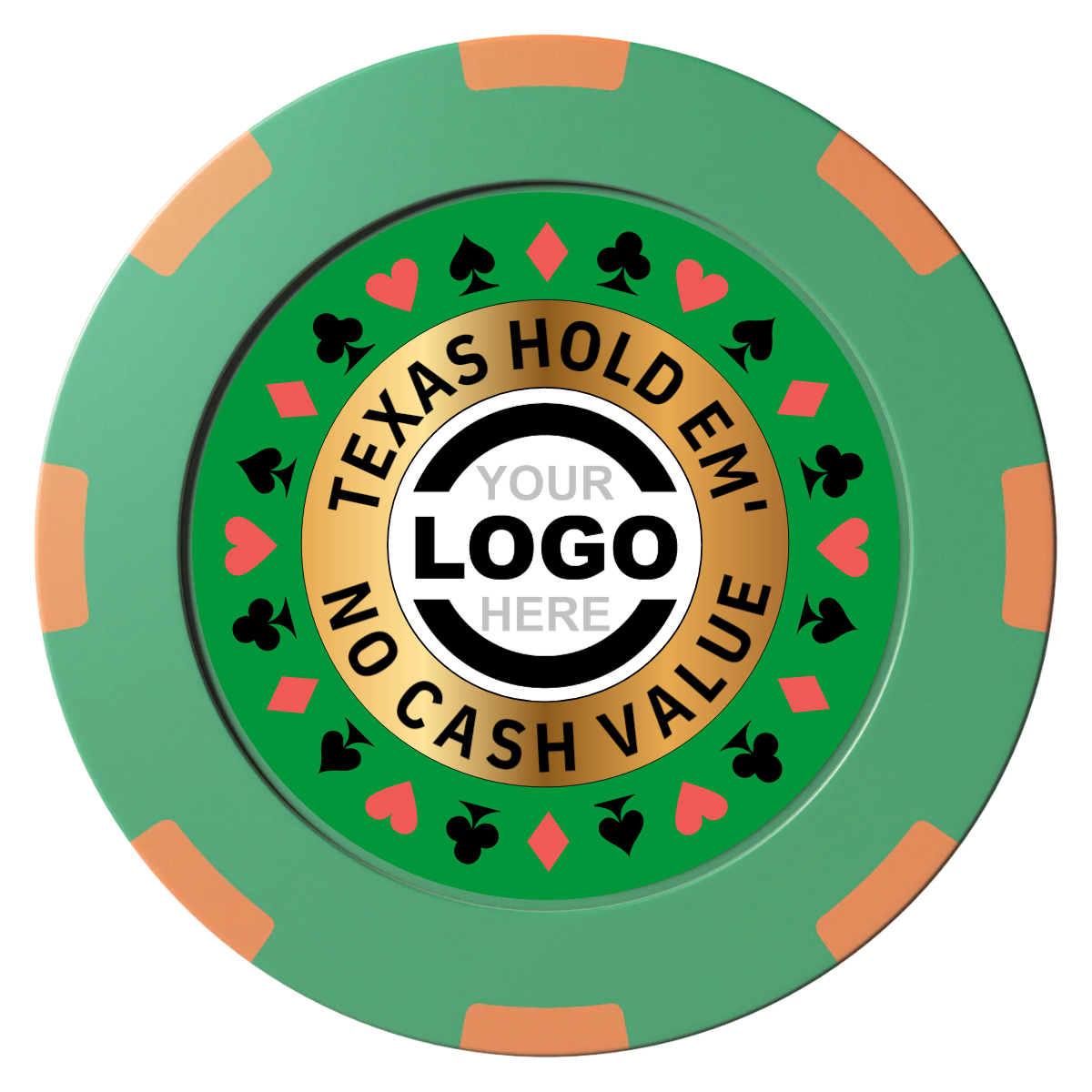 Texas Hold Em' Clay Poker Chips - Green / 8 Spot (2 Tone) / 40mm - Back