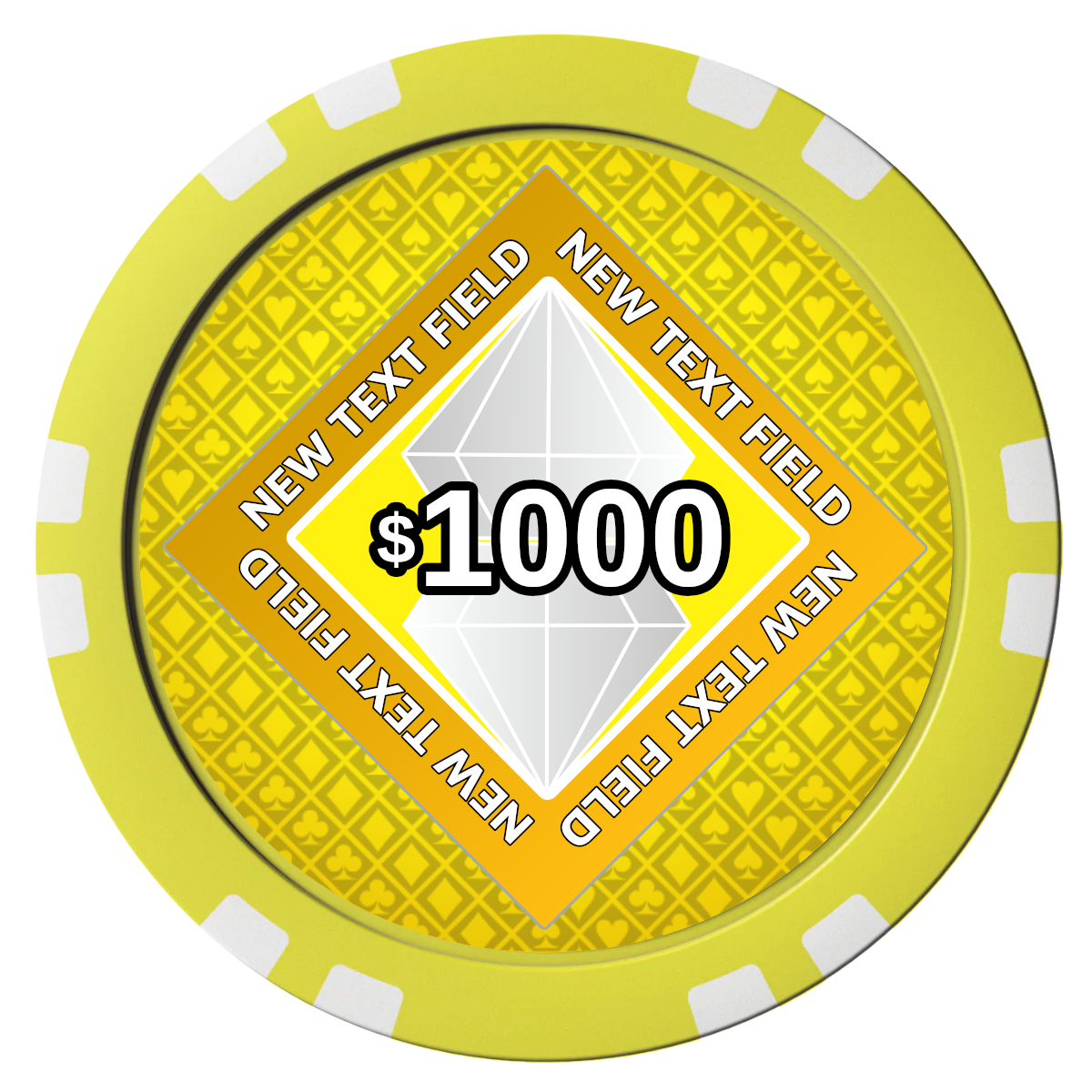 Diamond in the Rough Composite Poker Chips - Yellow / Double Stripe - Front
