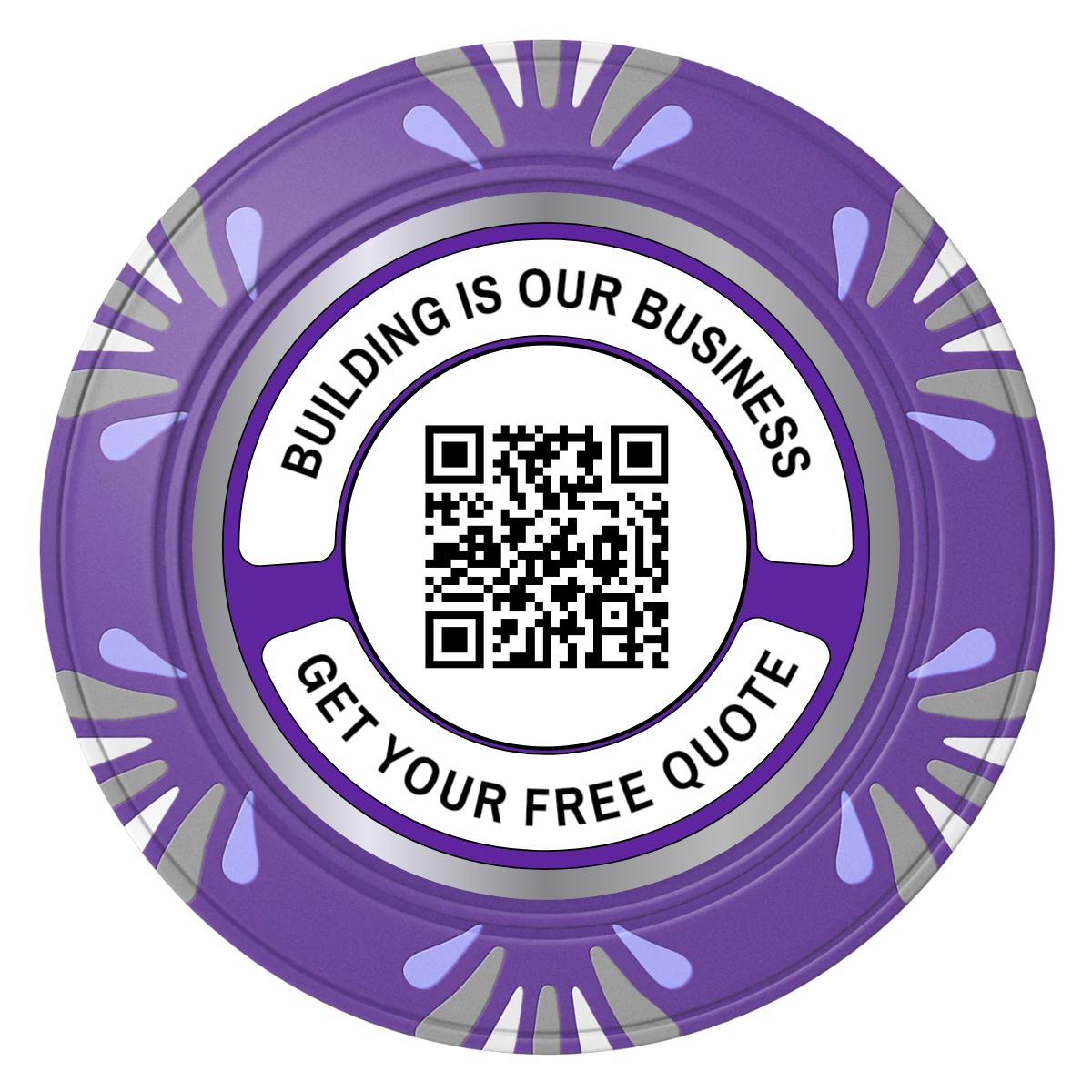 Acme Construction Clay Poker Chips - Purple / Macau / 40mm - Front