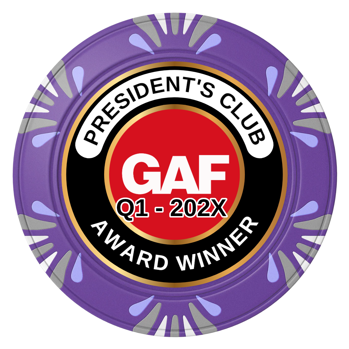 President's Club Clay Poker Chips - Purple / Macau / 40mm - Front