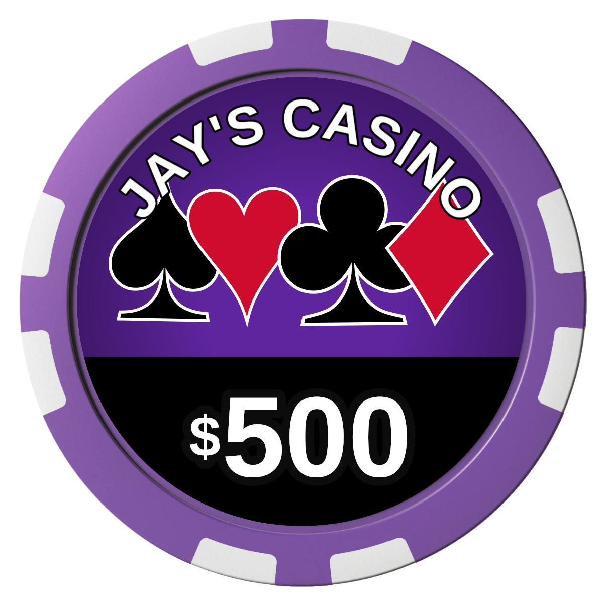Jay's Casino Composite Poker Chips - Purple / 8 Stripe - Front