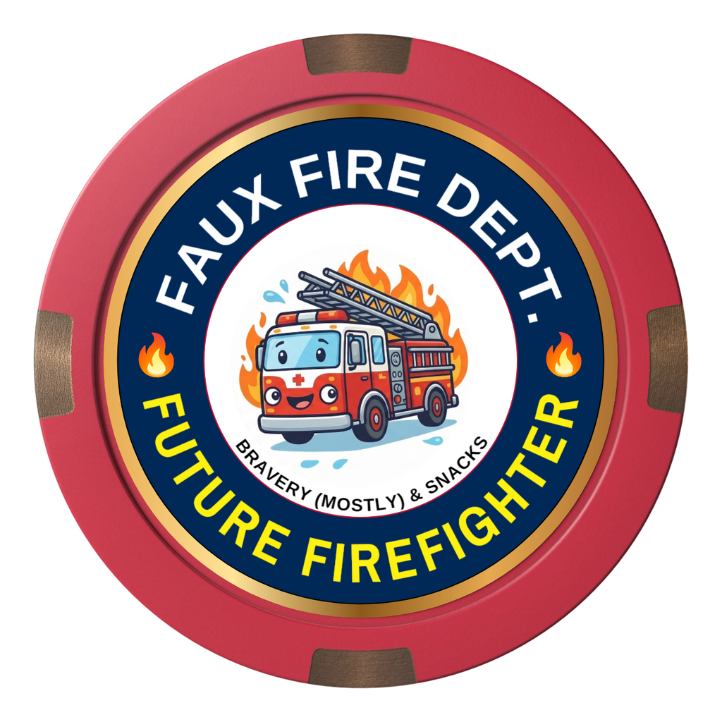 Future Firefighter Composite & Metal Hybrid Poker Chips - Red - Front
