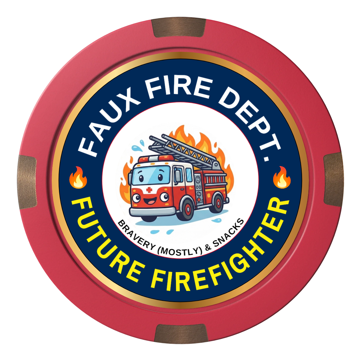 Future Firefighter Composite & Metal Hybrid Poker Chips - Red - Front