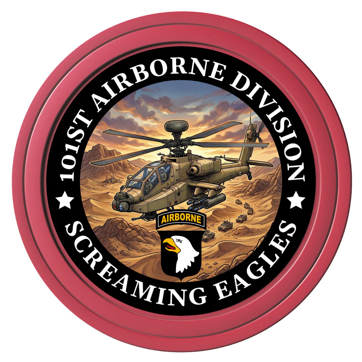 Army Airborne Composite Poker Chips - Red / Solid - Front