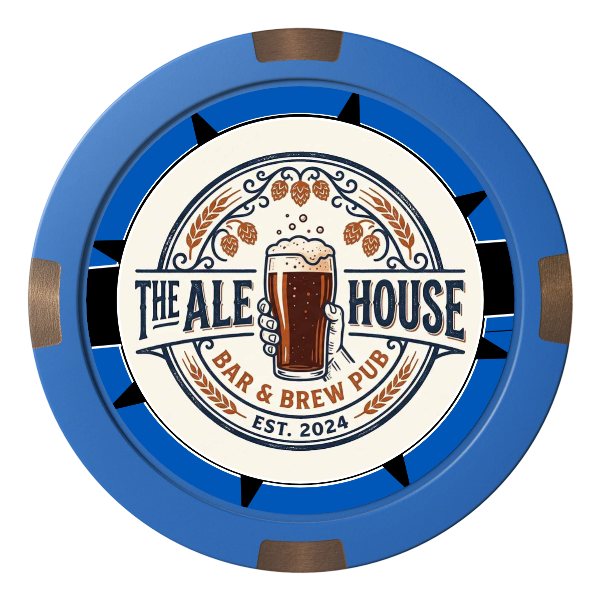 Free Beer Drink Composite & Metal Hybrid Poker Chips - Blue - Back