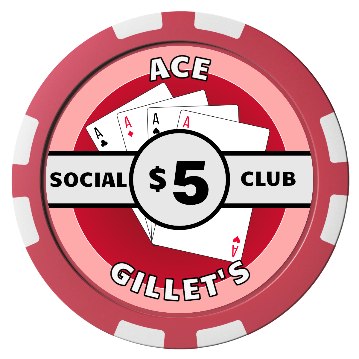 Ace Gillet's Composite Poker Chips - Red / 8 Stripe - Front