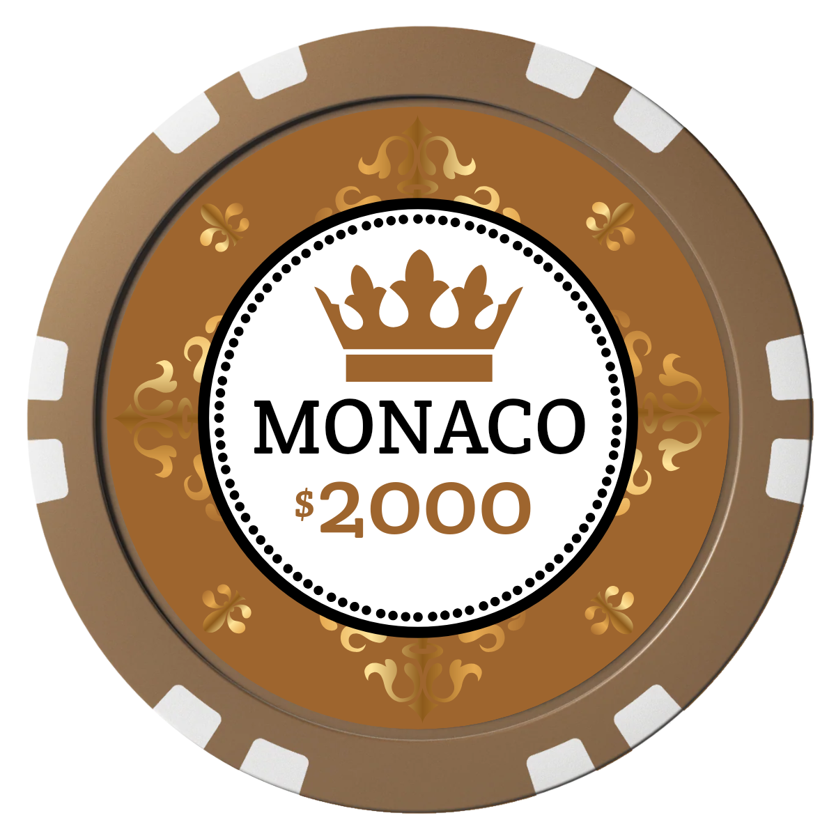 Monaco #001 Composite Poker Chips - Brown / Double Stripe - Front
