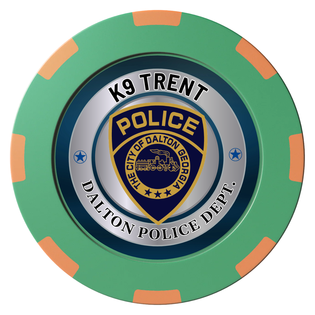K-9 Trent Clay Poker Chips - Green / 8 Spot (2 Tone) / 40mm - Back