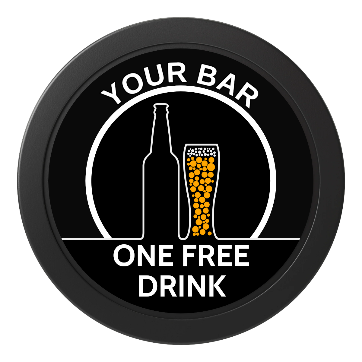 Beer and Glass 2" Oversized Poker Chips - Black - Back