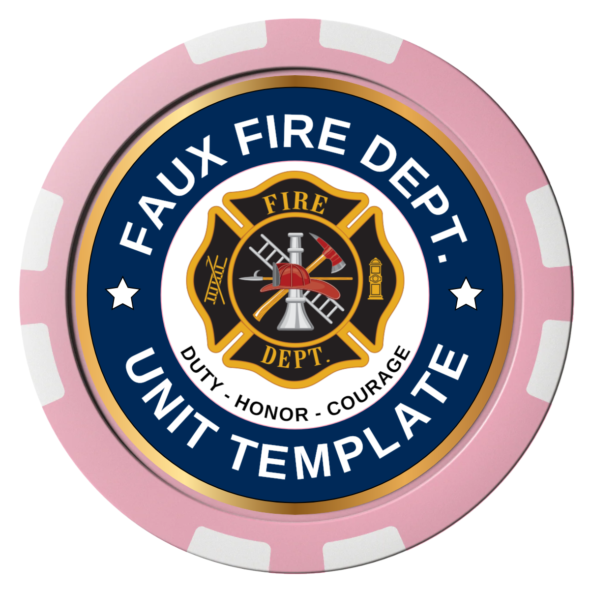 Faux Fire Dept. #01 Composite Poker Chips - Pink / 8 Stripe - Front