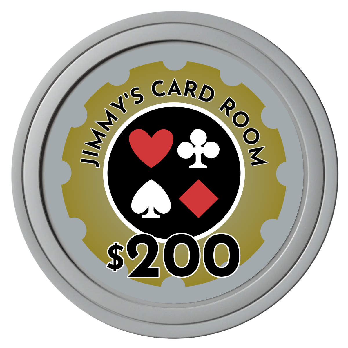 Your Four Suits Composite Poker Chips - Gray / Solid - Front