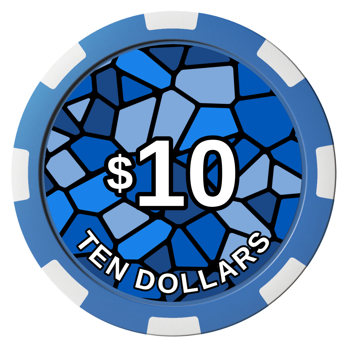 Stained Glass Composite Poker Chips - Blue / 8 Spot - Front