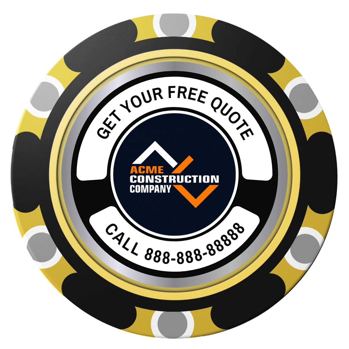 Acme Construction Clay Poker Chips - Black / Monte Carlo / 40mm - Back