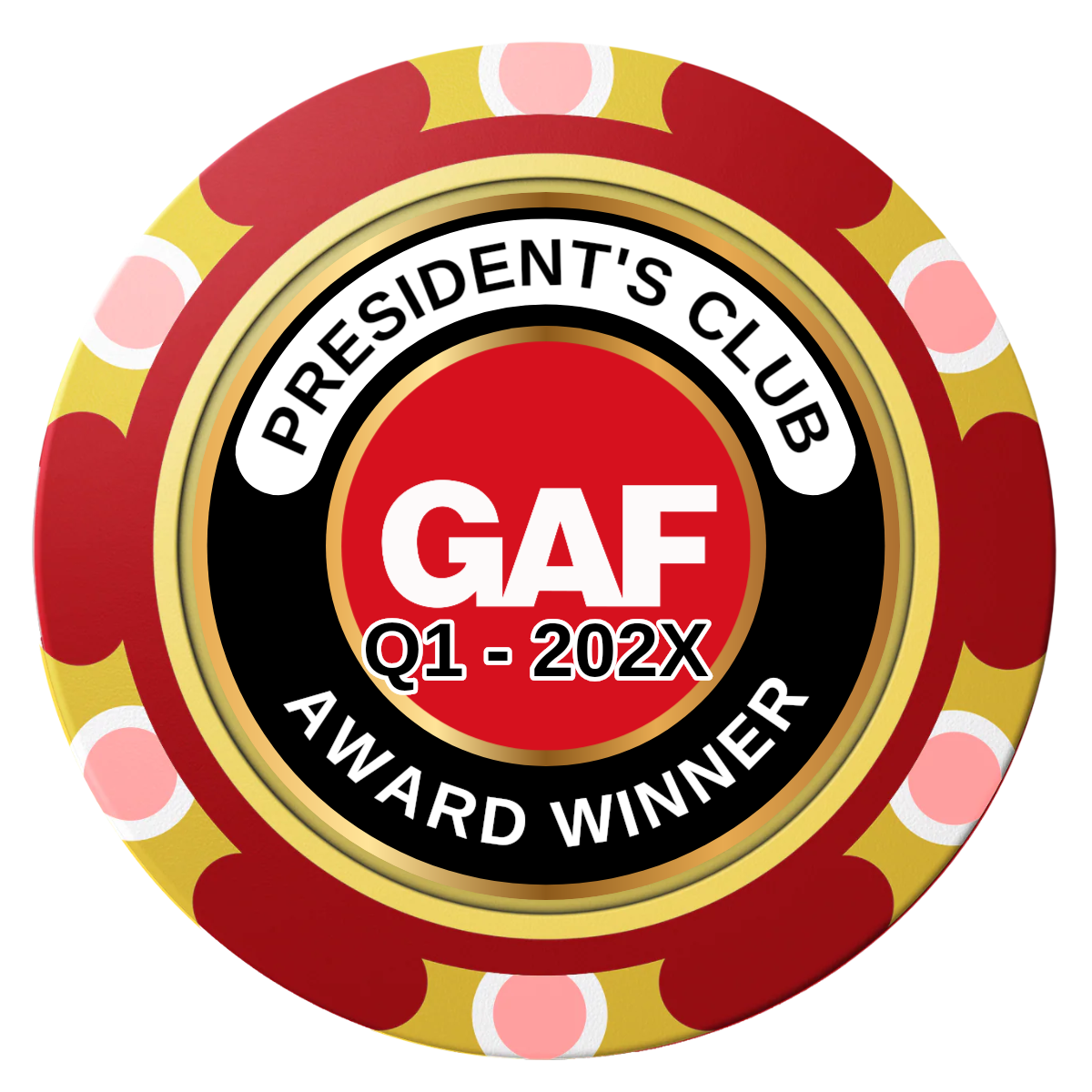 President's Club Clay Poker Chips - Red / Monte Carlo / 40mm - Front