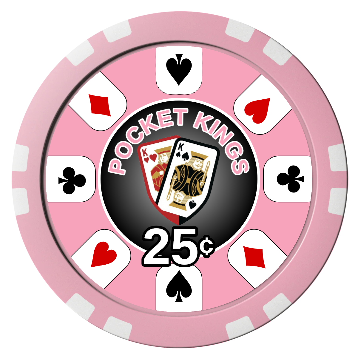 Pocket Kings Composite Poker Chips - Pink / Double Stripe - Front