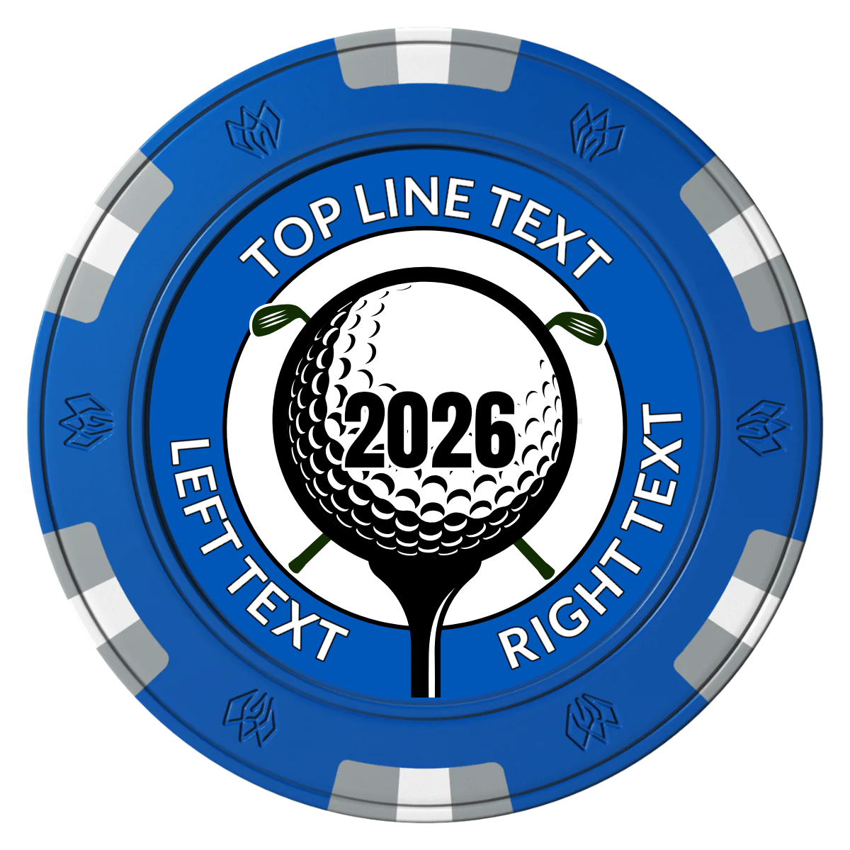 Tee it up Clay Poker Chips - Blue / 6 Spot Gem / 40mm - Back