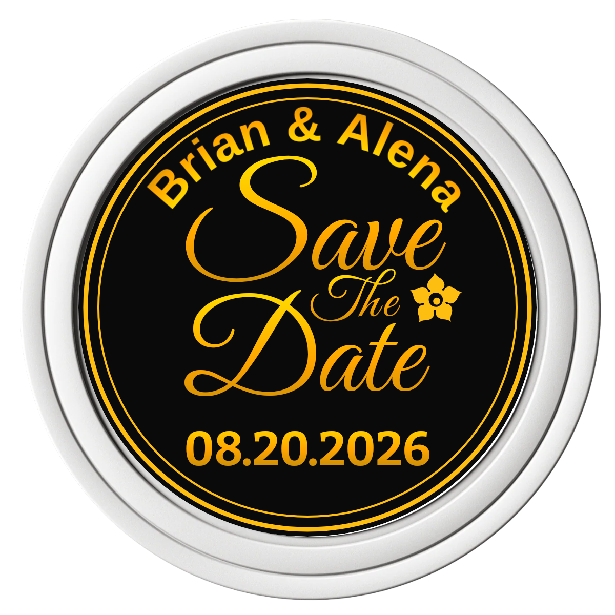 Save the Date Text Composite Poker Chips - White / Solid - Front