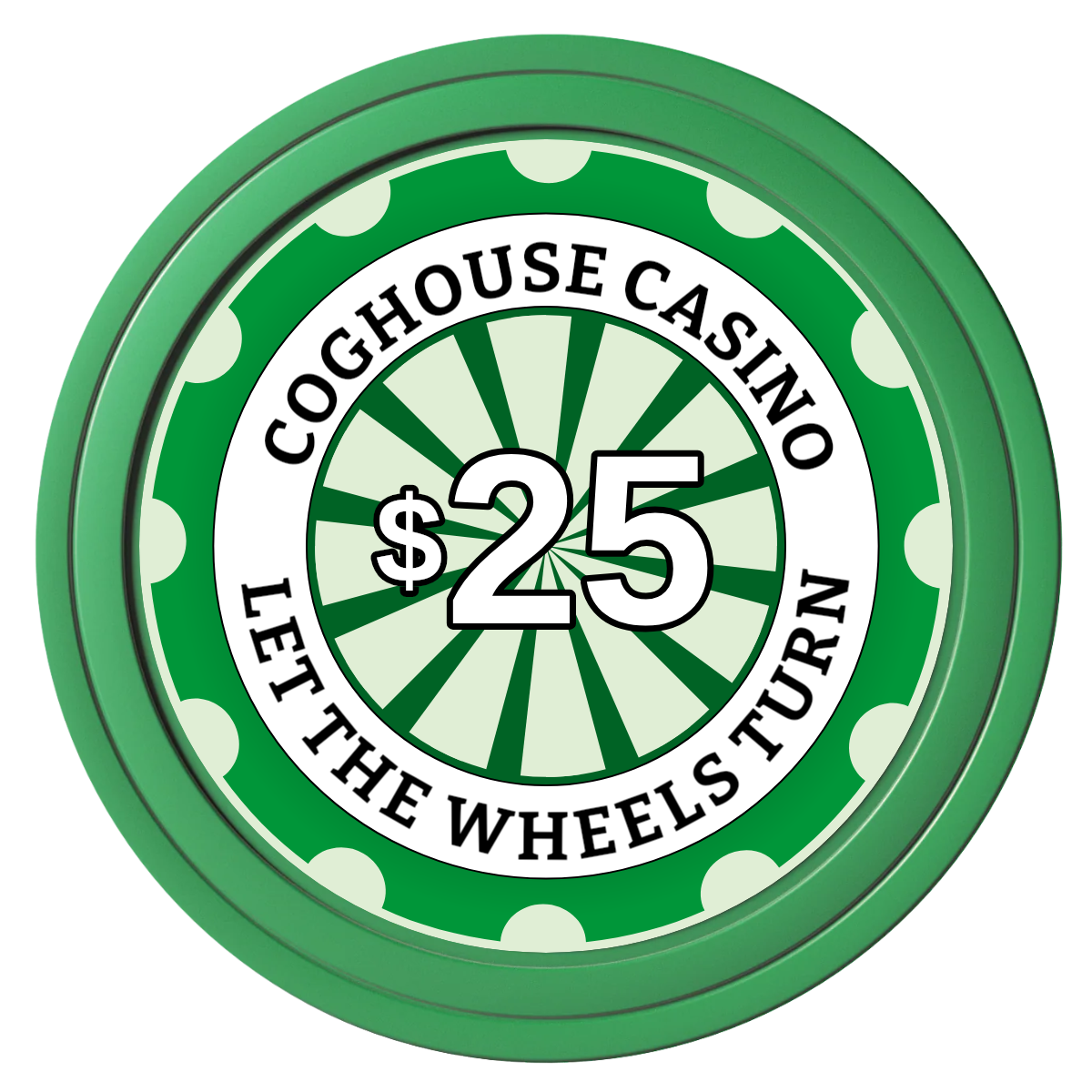 Cog House Composite Poker Chips - Green / Solid - Front