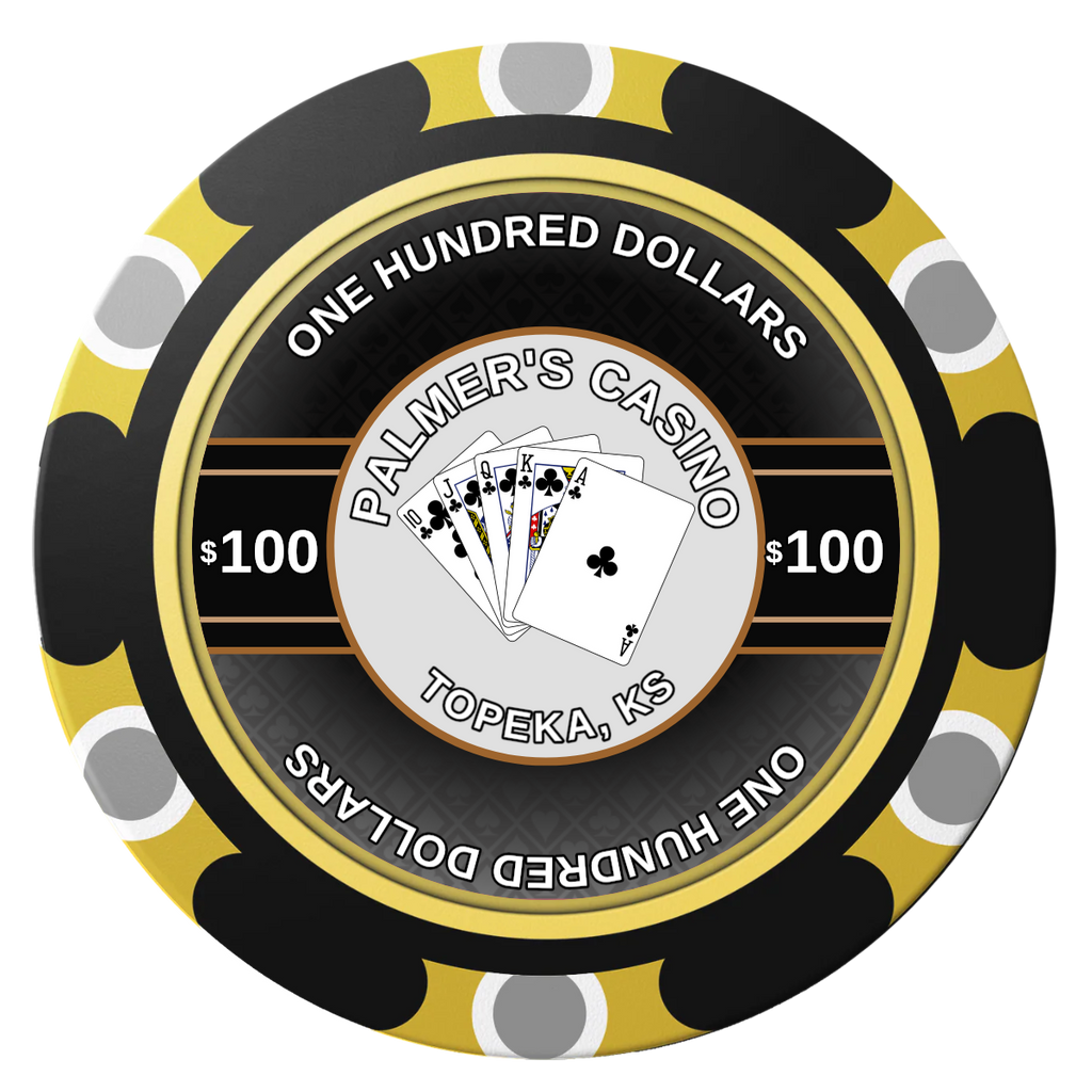 Palmer's Casino Clay Poker Chips - Black / Monte Carlo / 40mm - Front
