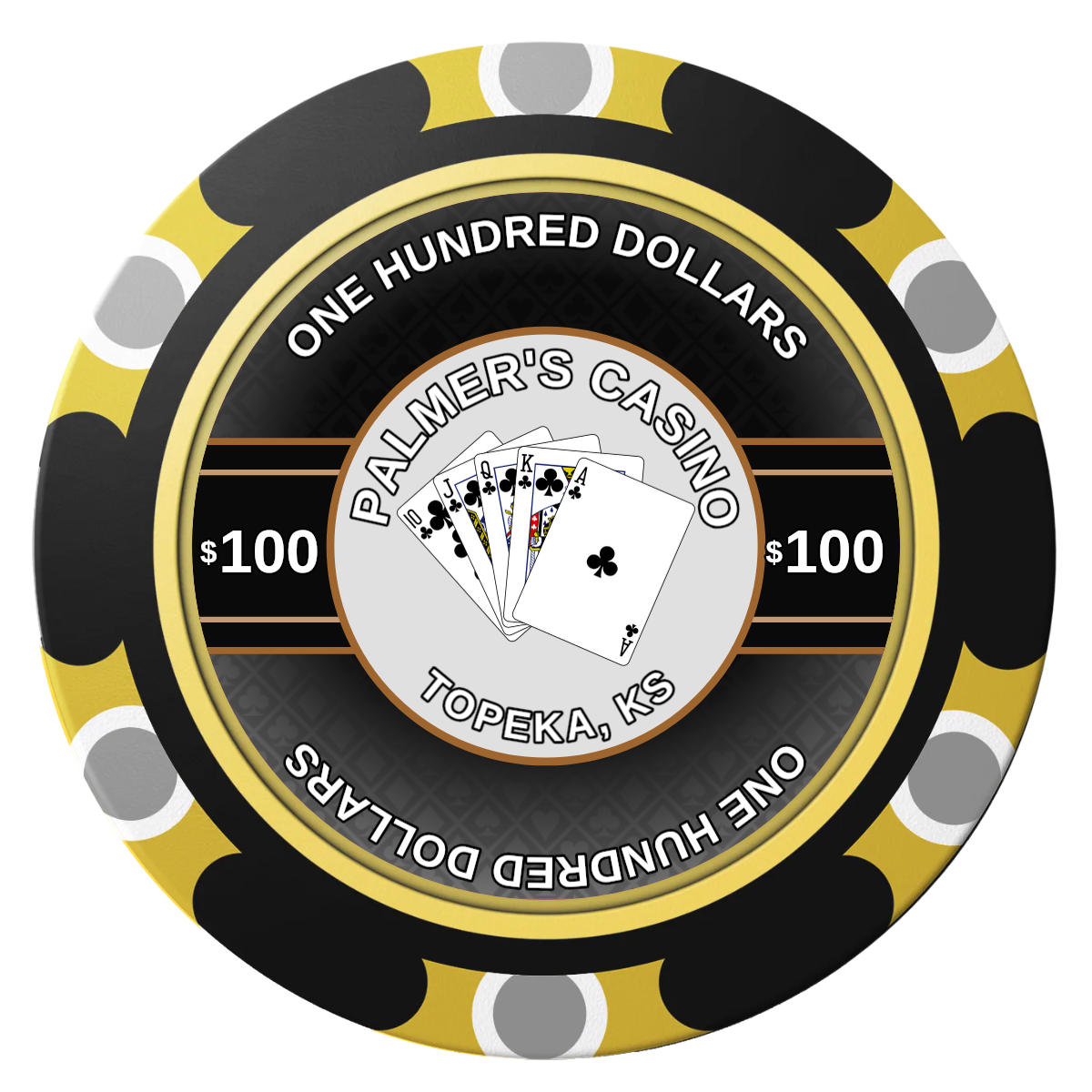 Palmer's Casino Clay Poker Chips - Black / Monte Carlo / 40mm - Front