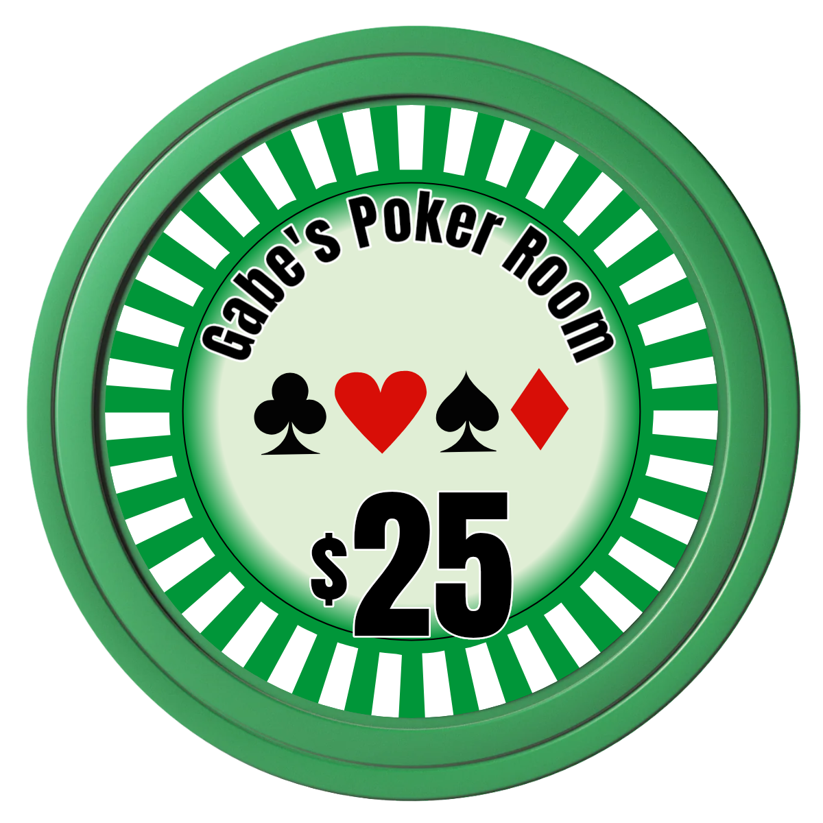 Gabe's Poker Room Composite Poker Chips - Green / Solid - Front