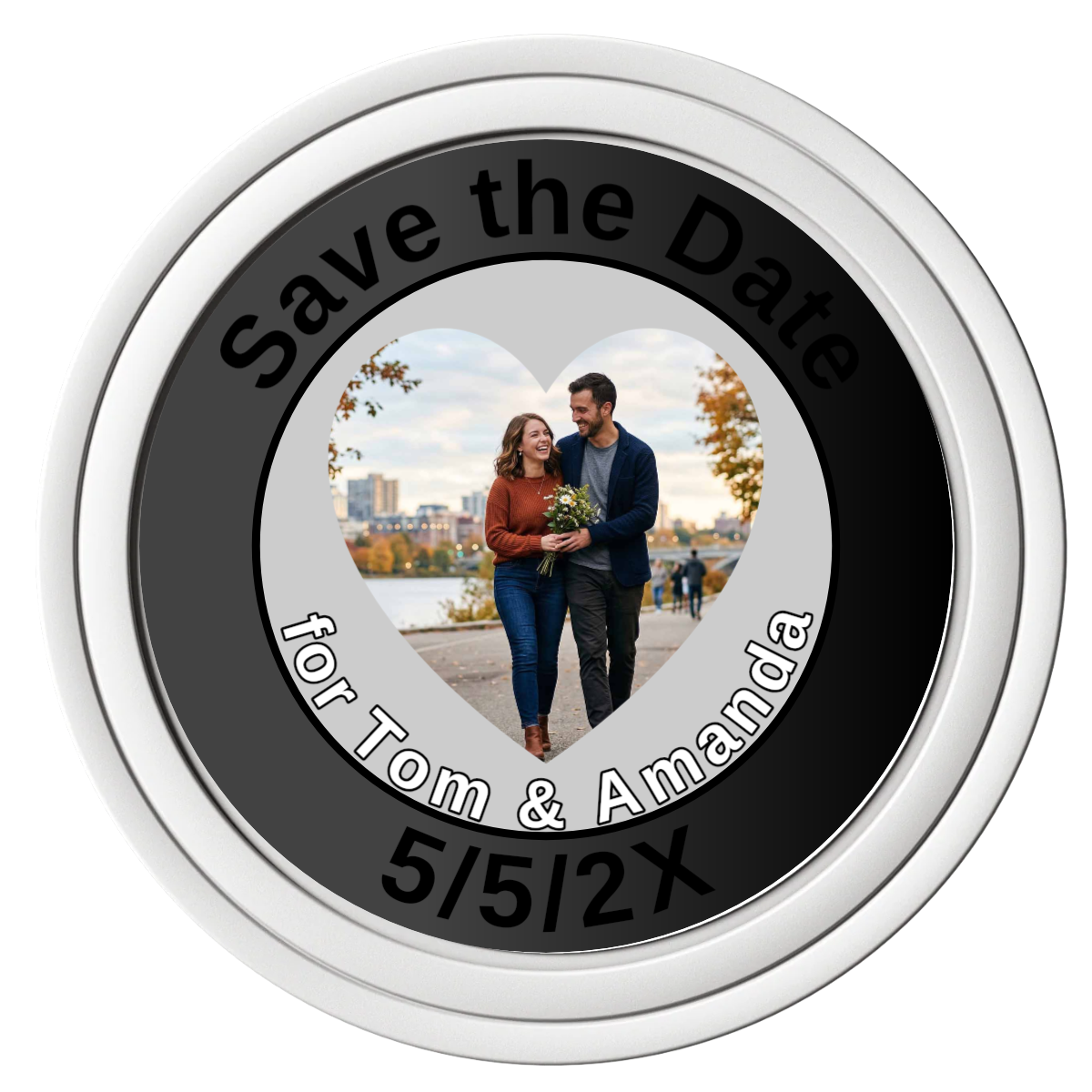 Save the Date #01 Composite Poker Chips - White / Solid - Front