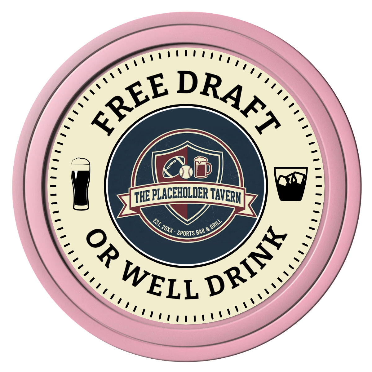 Beer Shop Composite Poker Chips - Pink / Solid - Front