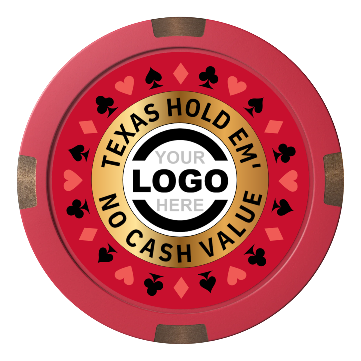 Texas Hold Em' Composite & Metal Hybrid Poker Chips - Red - Back