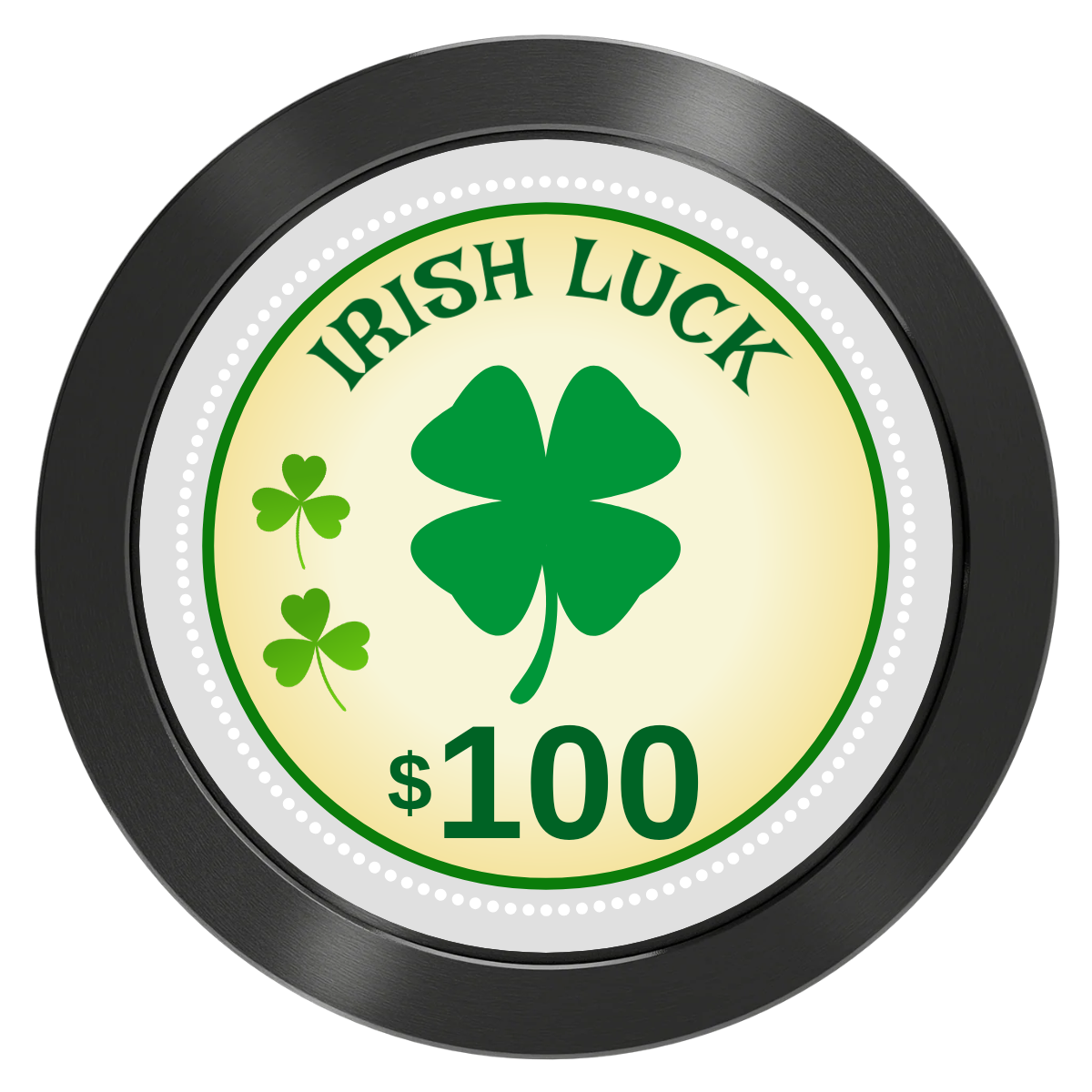 Irish Luck Aluminum Poker Chips - Black - Back