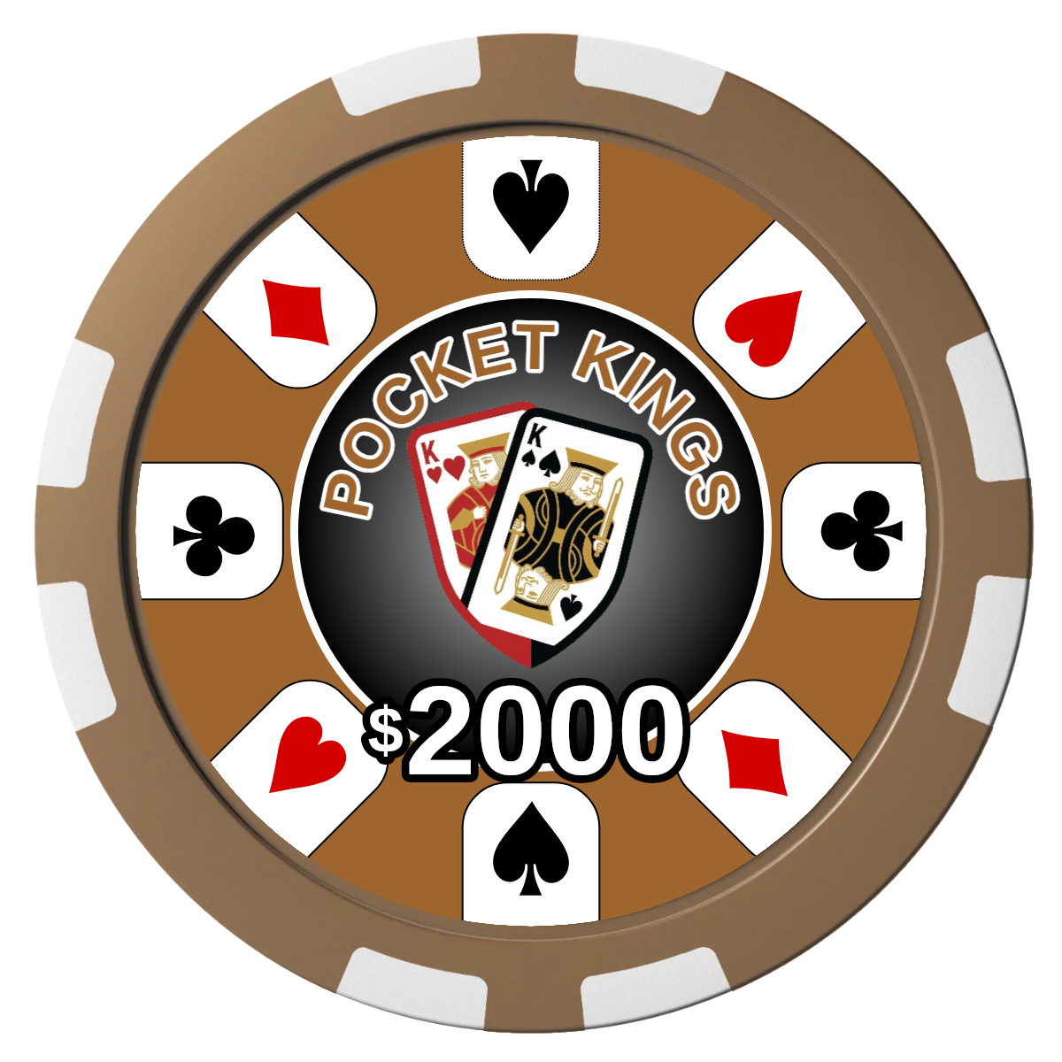 Pocket Kings Composite Poker Chips - Brown / 8 Stripe - Back