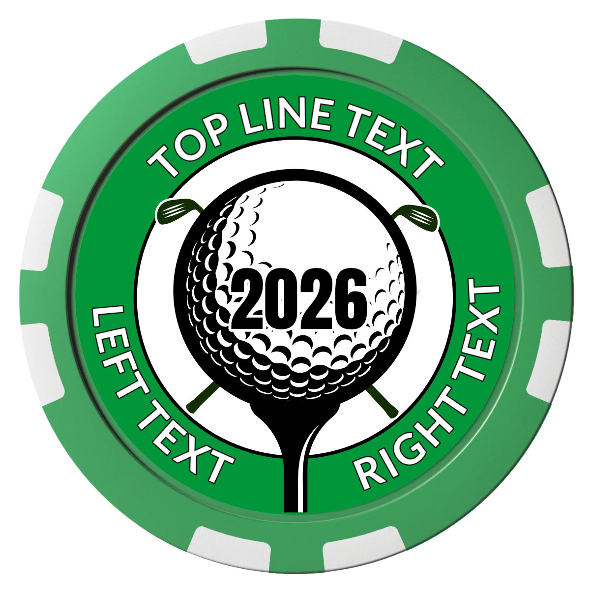 Tee it up Composite Poker Chips - Green / 8 Stripe - Front