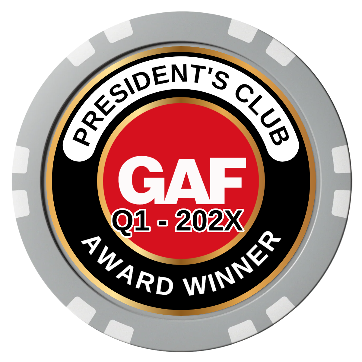 President's Club Composite Poker Chips - Gray / Double Stripe - Front