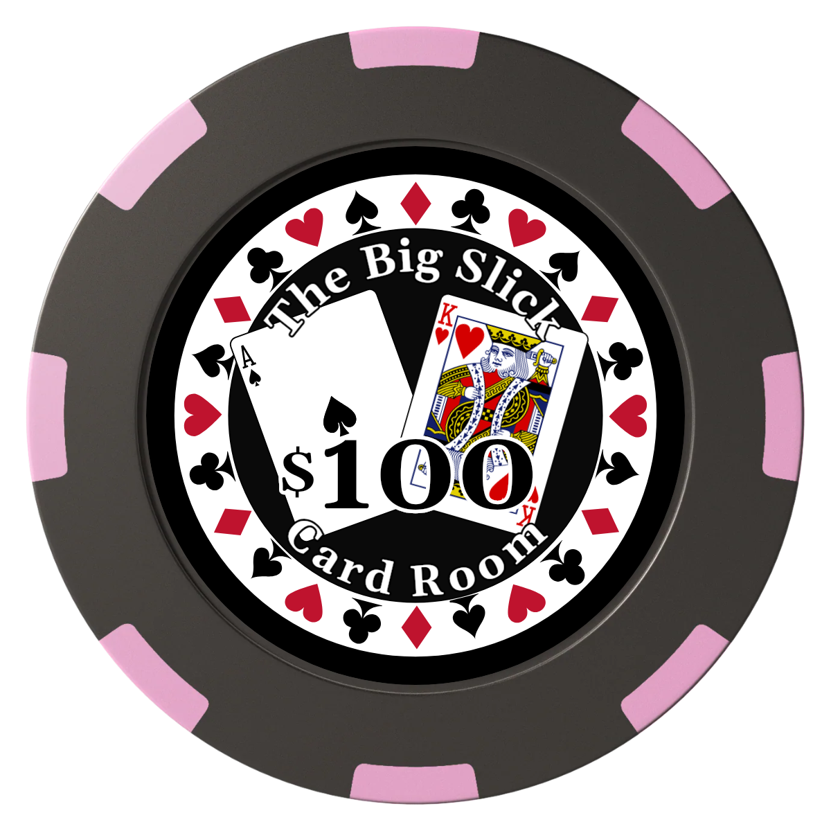 AK Big Slick Clay Poker Chips - Black / 8 Spot (2 Tone) / 40mm - Front