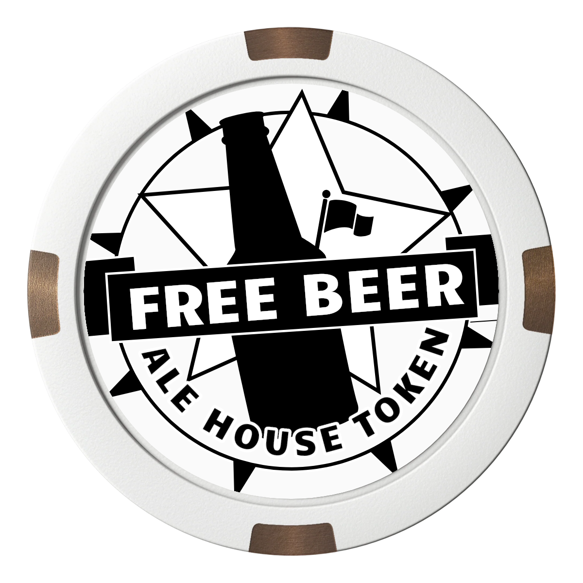 Free Beer Drink Composite & Metal Hybrid Poker Chips - White - Front
