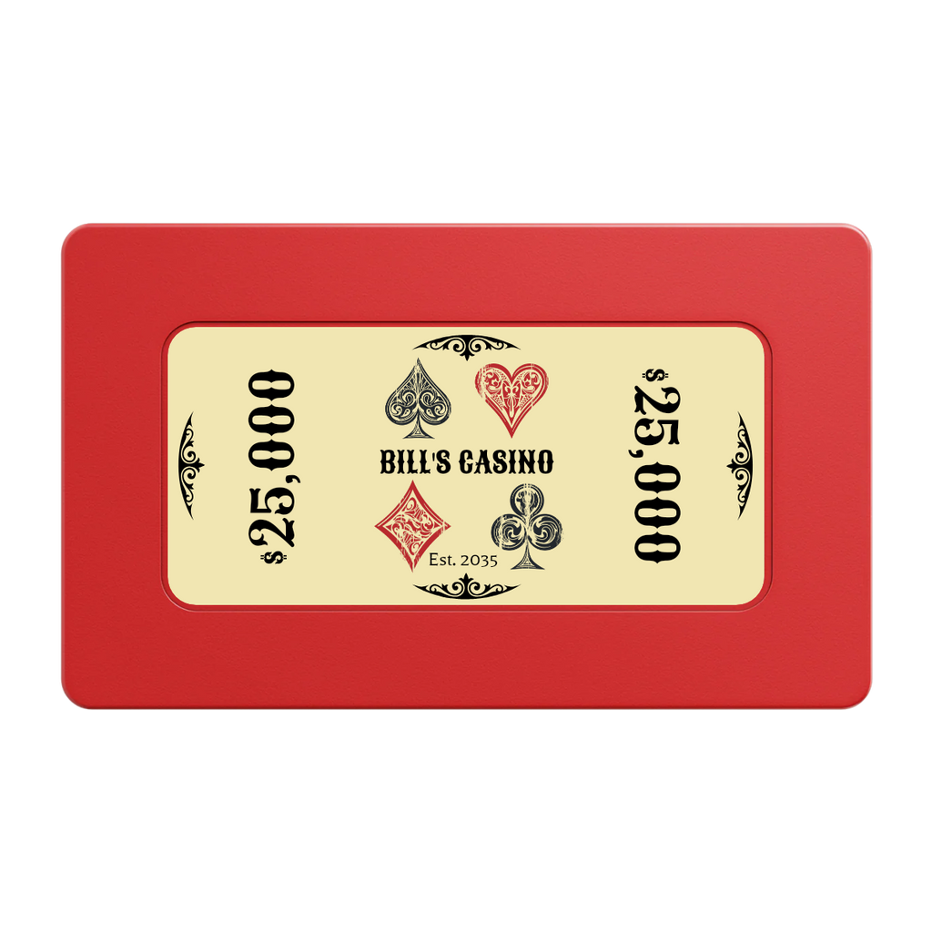 Vintage Four Suits Rectangular Poker Chip Plaques - Red - Front