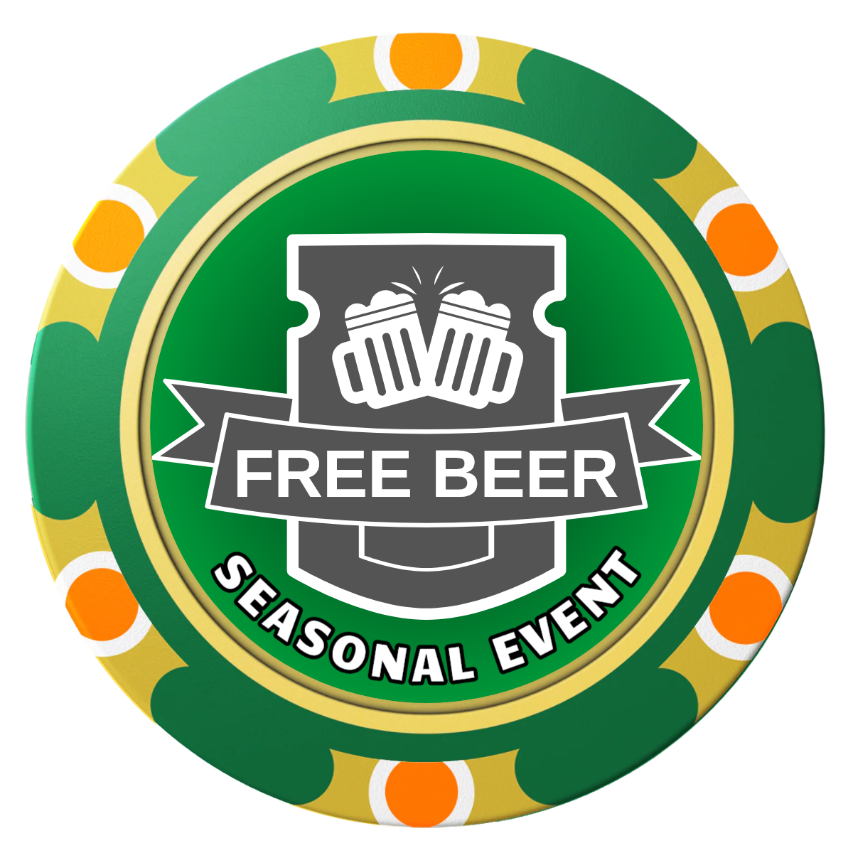 Craft Beer #001 Clay Poker Chips - Green / Monte Carlo / 40mm - Front