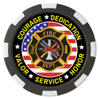 Firefighter Maltese Cross Composite Poker Chips - Black / 8 Spot - Back