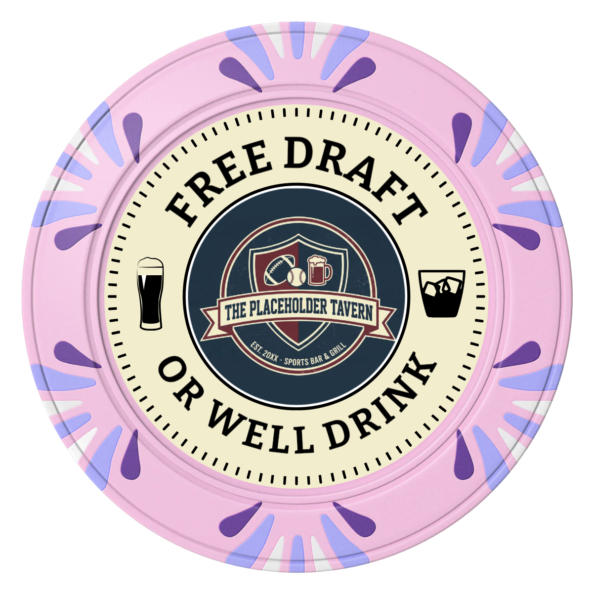 Beer Shop Clay Poker Chips - Pink / Macau / 40mm - Front