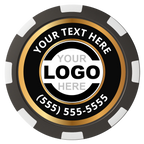 Simple Gold Ring Composite Poker Chips - Black / 8 Spot - Back