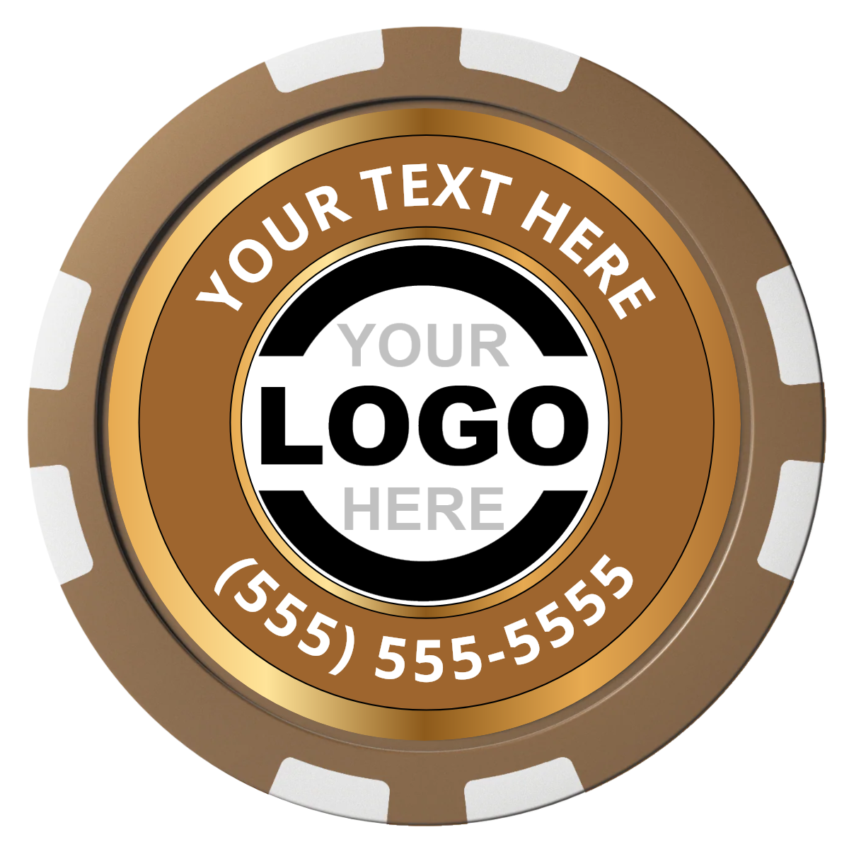 Simple Gold Ring Composite Poker Chips - Brown / 8 Stripe - Back