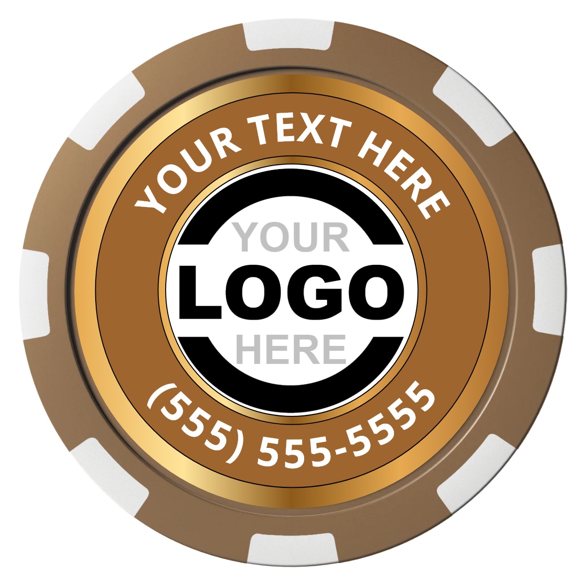 Simple Gold Ring Composite Poker Chips - Brown / 8 Spot - Back