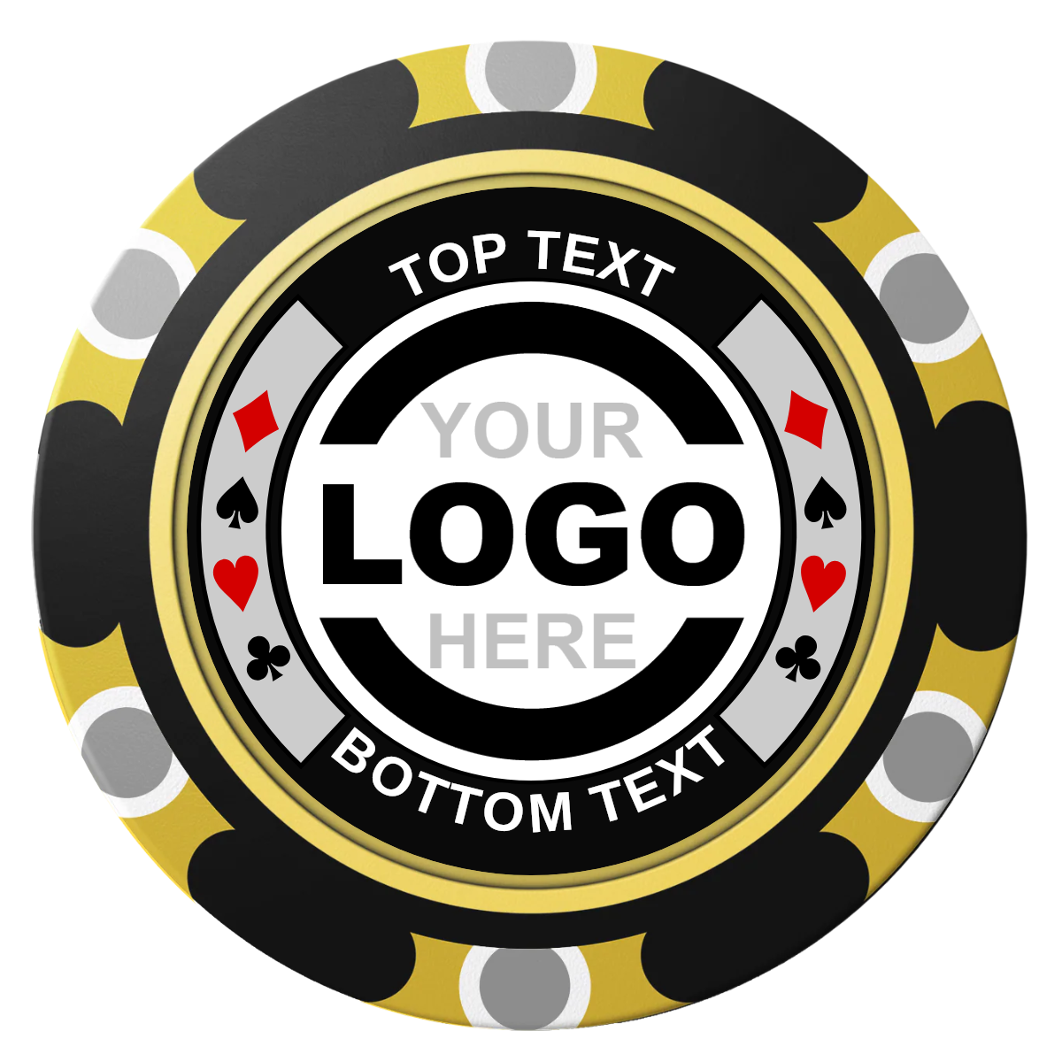 Two Tone Suits Clay Poker Chips - Black / Monte Carlo / 40mm - Back