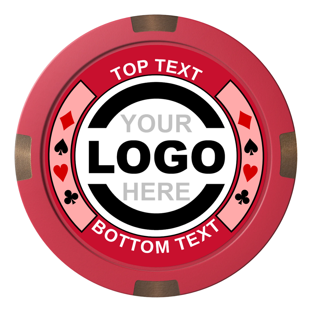 Two Tone Suits Composite & Metal Hybrid Poker Chips - Red / 4 Spot - Back