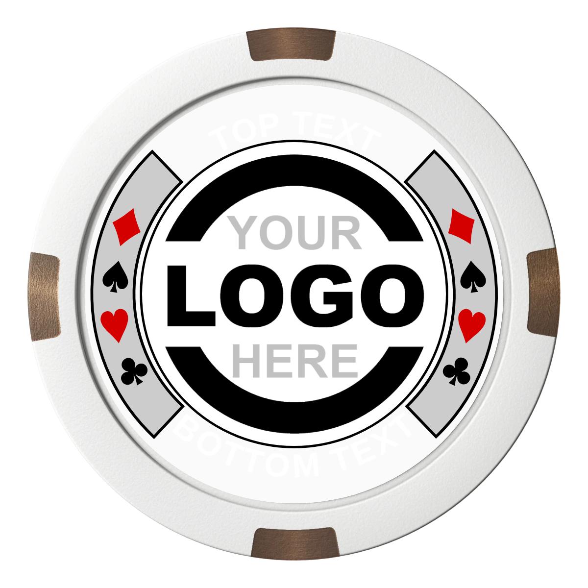 Two Tone Suits Composite & Metal Hybrid Poker Chips - White / 4 Spot - Back