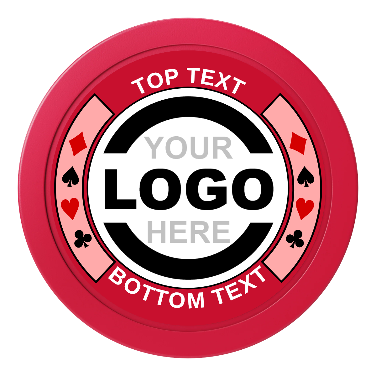 Two Tone Suits Dealer Button - 50mm / 2 inch Size - Red - Back