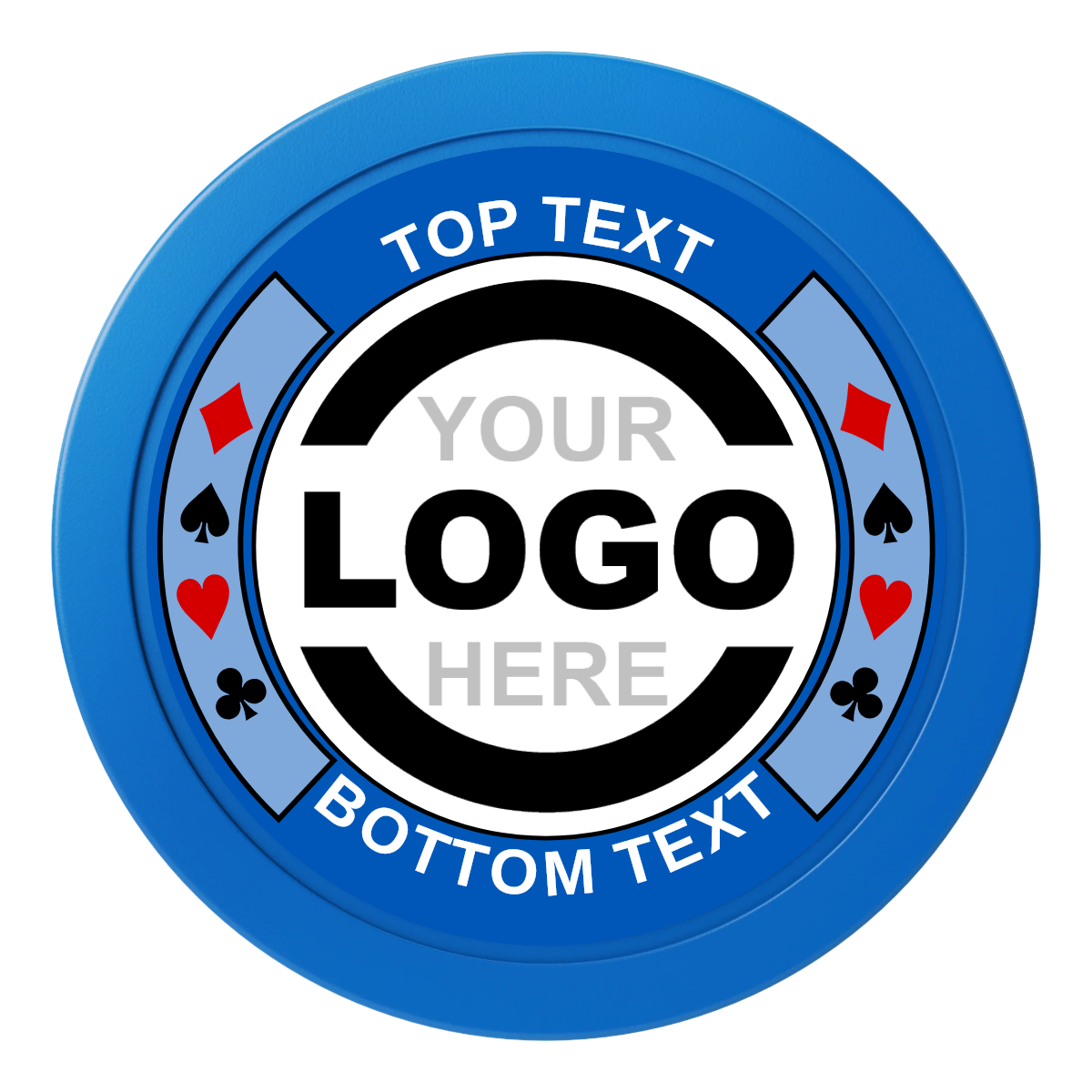 Two Tone Suits Dealer Button - 50mm / 2 inch Size - Blue - Back